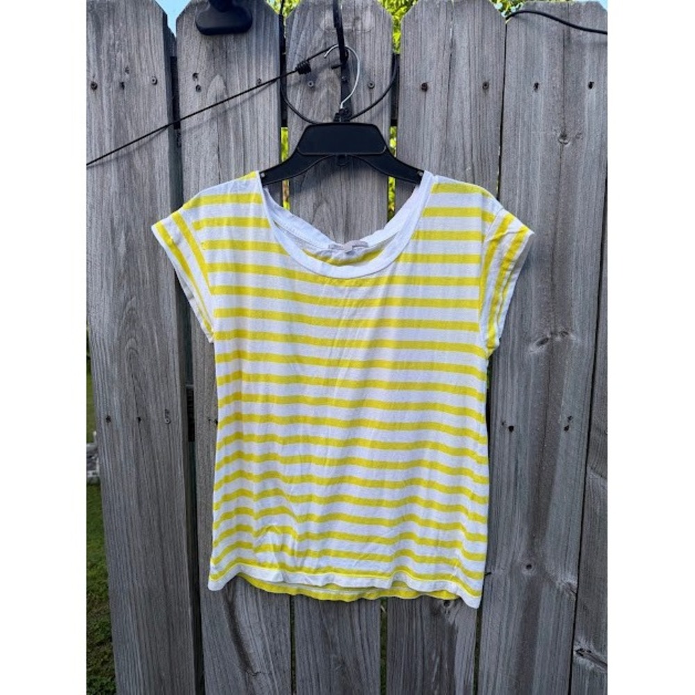 Nautical Striped Gap T Shirt Women Medium Yellow White